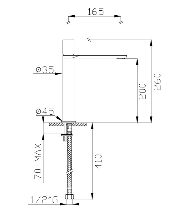 MIO Tall basin single lever mixer medium height ref24030AM